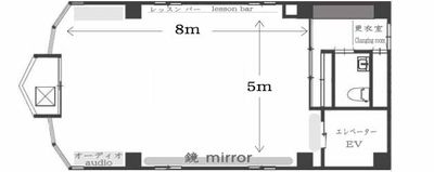 Las Danzas in Tokyo ダンススタジオの間取り図