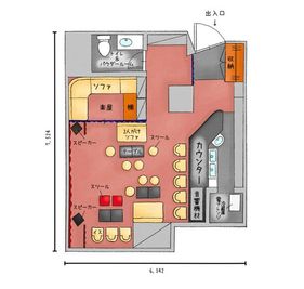 図面はこちら - リトルキャバレーAFTER PARTY TOKYO 撮影・イベントスペースの間取り図