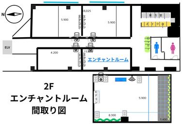 函館フリースタジオ＆フリースペース「はこプレイス」 はこプレイス2F【エンチャントルーム】の間取り図