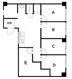 間取り図 - シェアサロン ハコガシ 3F 305号室内 D号室の間取り図