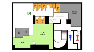 【ODAKYU RENTAL SPACE 本厚木】 個室Bの間取り図