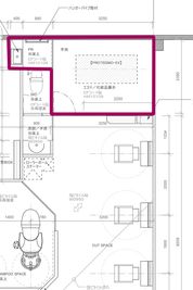 美容室内の一角となります。トイレは美容室と兼用。室内に900*900の脱衣所、洗面台（湯水）設置あり。 - HCスタジオ レンタルサロンの間取り図