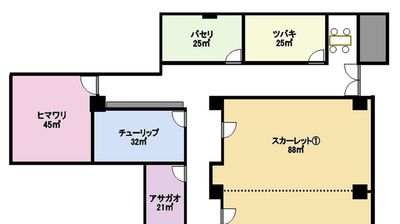 ホール会場平面図 - ハートンホール本町 ツバキの間取り図