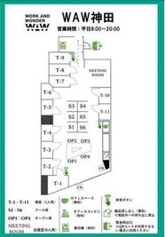 スペース内のレイアウトです。 - WAW神田 【土日祝がお得】一人用完全個室「T03」の間取り図