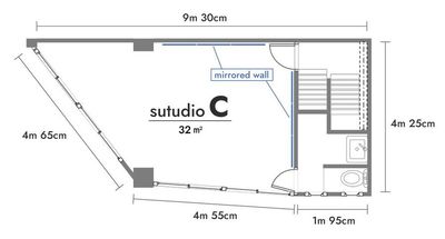 ROIS STUDIO studio C｜24時間営業・壁2面に鏡設置｜レッスンスタジオの間取り図