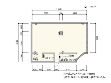 B1F-B102フロアマップ - BPオーガニックスペース南船場 osB1F-B102の間取り図