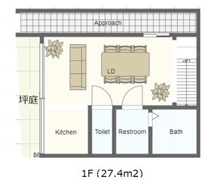1Fのフロアレイアウト
（2Fはベッドルーム兼シアタールームです） - KOU  R1パーティやイベント・小会議にの間取り図