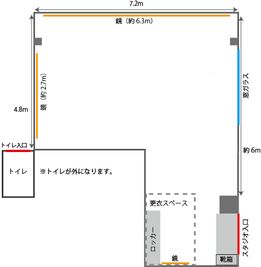 ダンススペースDD スタジオ貸切の間取り図