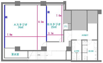 トイレは共用部分にあります。 - Hina STUDIO(ヒナスタジオ)【新宿西口アネックス】 Hina STUDIO（新宿西口アネックス）【Aスタジオ】の間取り図