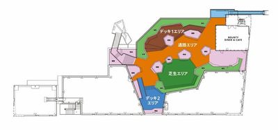 5階広場（公共空地：約560㎡）
⑴芝生エリア
⑵通路エリア
⑶デッキ1・2各エリア
⑷全体貸切 - マチノバ マチノバ「マチノ広場」the market Rlace 広場占有の間取り図
