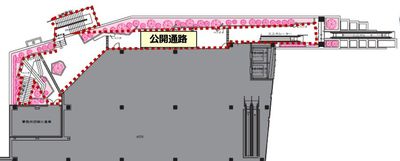4階公開通路・公開階段（約215㎡） - マチノバ マチノバ「マチノ広場」the market Rlace 広場占有の間取り図