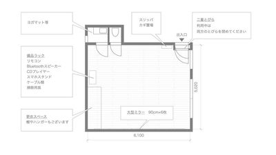 レンタルスペース リン　江坂スタジオ レンタルダンススタジオの間取り図