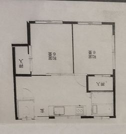 八幡一丁目バス停すぐ　グリーンハイム　アパート6畳二間 八幡一丁目バス停すぐ便利　アパート6畳二間の間取り図