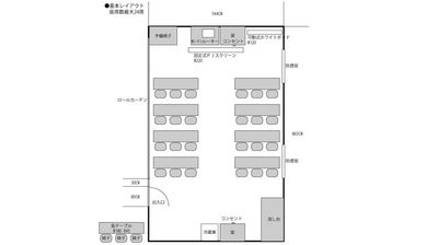 基本レイアウト　座席数最大24席 - 高崎白銀ビル貸し会議室 第三会議室【3名掛け最大24席】の間取り図