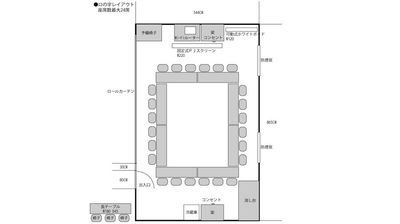 ロの字レイアウト　座席数最大24席 - 高崎白銀ビル貸し会議室 第三会議室【3名掛け最大24席】の間取り図