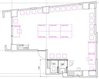 間取り図(テーブル・椅子の初期配置) - フェニックスラウンジ 多目的スペースの間取り図