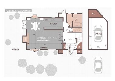 1階間取り図 - クロア伊豆高原 撮影専用ハウススタジオ 庭付き一軒家3階建『クロア伊豆高原』の間取り図