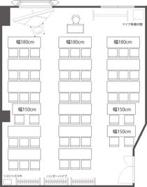 【PARM-CITY131貸会議室　Room5A】3名掛×15｜2名掛×3｜スクールスタイル - PARM-CITY131貸会議室 仙台｜PARM-CITY131貸会議室　Room5A｜最大49名の間取り図