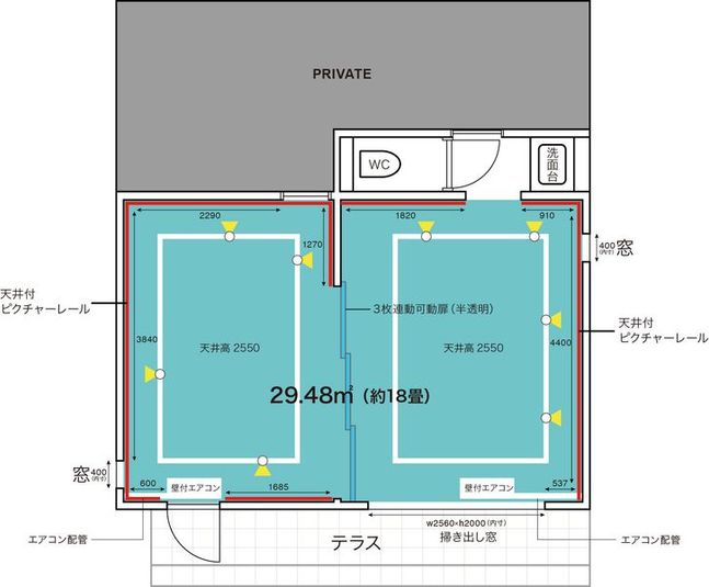 壁面展示の設備があるレンタルスペース - うしお美術研究所展示部屋