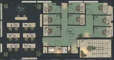 HATTEN全体の間取図です - 貸し会議室 HATTEN 東銀座 ✨【新富町1分】東銀座エリアの広々快適な貸し会議室✨の間取り図