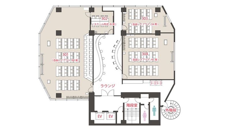 301号室（初期配置：机やイスは隅に寄せてあります） - アットビジネスセンター青山一丁目（旧　シェア会議室青山）