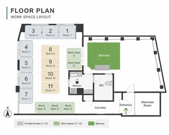 フロア間取図 - いいオフィス渋谷東byWealthParkRET Room8（半個室）の間取り図