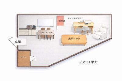 Salon Lili+ YAMATO 【31㎡】完全個室｜ネイル施術・練習・準備まで余裕レンタルサロンの間取り図