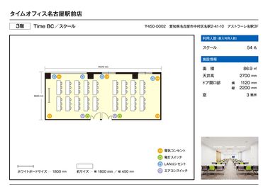 名古屋会議室 タイムオフィス名古屋駅前店 Time BC（3階）の間取り図