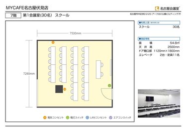 名古屋会議室 MYCAFE 伏見本店 第1会議室（13:00-17:00パック）の間取り図