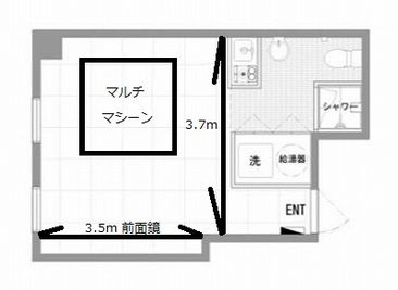 部屋全体見取り図 - SKYレンタルジム難波店 【難波hatch30秒】地域最安値SKYレンタルジム難波の間取り図