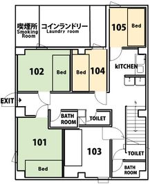 グリーンハウス　新宿早稲田 新宿早稲田　101号室　貸切個室の間取り図