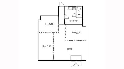 ３名様まで同時に施術可能な広々とした室内 - Beauty Factory岐阜 レンタルサロンの間取り図