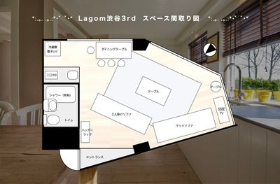 153_Lagom渋谷道玄坂3rd パーティールームの間取り図