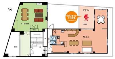 ※みどり色の箇所が会議室となります。 - イマス浜田ビル　はなれ 別館 キッチン付　レンタル会議室の間取り図