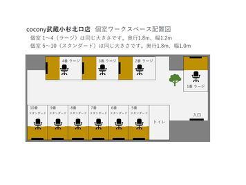 cocony武蔵小杉 北口店 完全個室ワークスペース武蔵小杉 北口店 6（スタンダード）の間取り図
