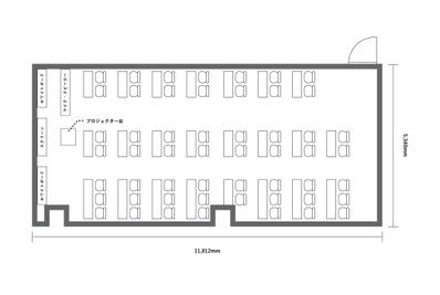 みんなの貸会議室　博多駅前店 博多駅前304会議室【定員53名】の間取り図