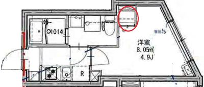衣類かけなど収納スペース - プレジア笹塚 キッチン・バストイレ付個室レンタルスペースの間取り図