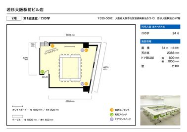 大阪会議室 若杉大阪駅前ビル店 第1会議室（7階）の間取り図