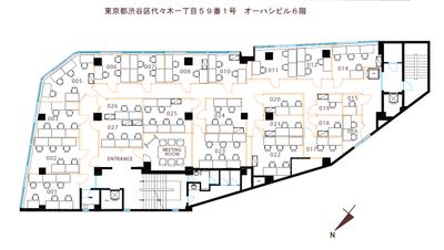 【フロア全体図】 - 【閉店】テレワークブース代々木駅北口 ブース18／1名様用個室の間取り図