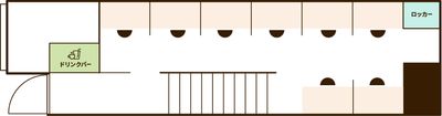 1階間取り図 - 【おしごとカフェ心斎橋】心斎橋駅徒歩3分/ドリンクバー飲み放題 ミーティングルーム2（完全個室）の間取り図