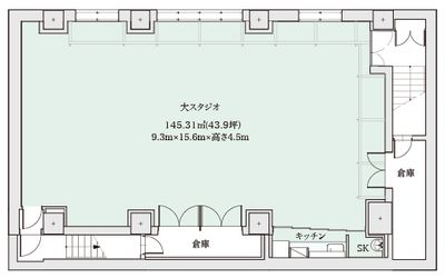 Studio H(スタジオアッシュ) 内装の綺麗なレンタルスタジオの間取り図