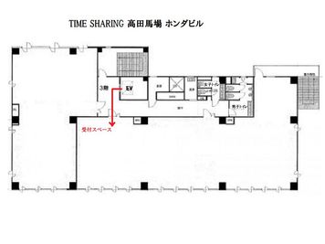 【受付スペースはエレベーターを出て左です】 - TIME SHARING 高田馬場 ホンダビル ルームCの間取り図