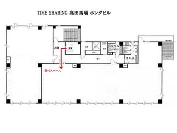 【受付スペースはエレベーターを出て左です】 - 【閉店】TIME SHARING 高田馬場 ホンダビル ルームDの間取り図