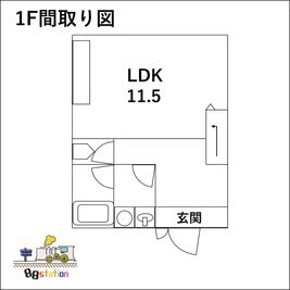 1F間取り図 - 88station キッチン付きレンタルスペースの間取り図