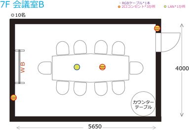 リファレンス博多 駅東ビル貸会議室 会議室Bの間取り図