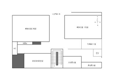 和室・洋室と個室が沢山ありグループディスカッションの際にも使用いただける。
また更衣室には鍵付きロッカーがあるため貴重品の管理も安全に行って頂ける。 - 岡崎庵 宴会場・個室・舞台　（貸切可）の間取り図