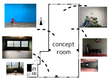 studio bibi《concept room》 【撮影スタジオ】大きな窓と4種類の壁、豪華小道具を無料使用の間取り図