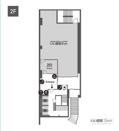 会議室(201)、(202)は会談で3階へお上がりください。 - いい部屋Space中村公園店 会議室（8人用）の間取り図