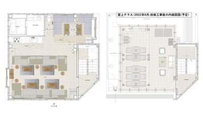 3階室内・屋上の図面 - Lounge-R TERRACE【 無料WiFi あり】 撮影プランの間取り図