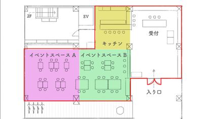 撮影・イベントスペース @ いいオフィス上野 撮影/イベント用1階全スペース貸切の間取り図